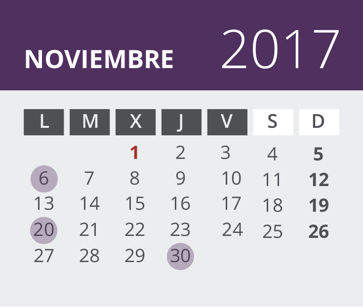 Calendario del Territorio Común. Septiembre